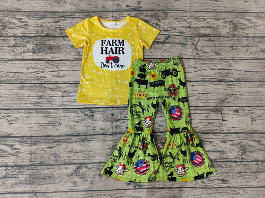 Baby girls farm yellow color bell pants sets