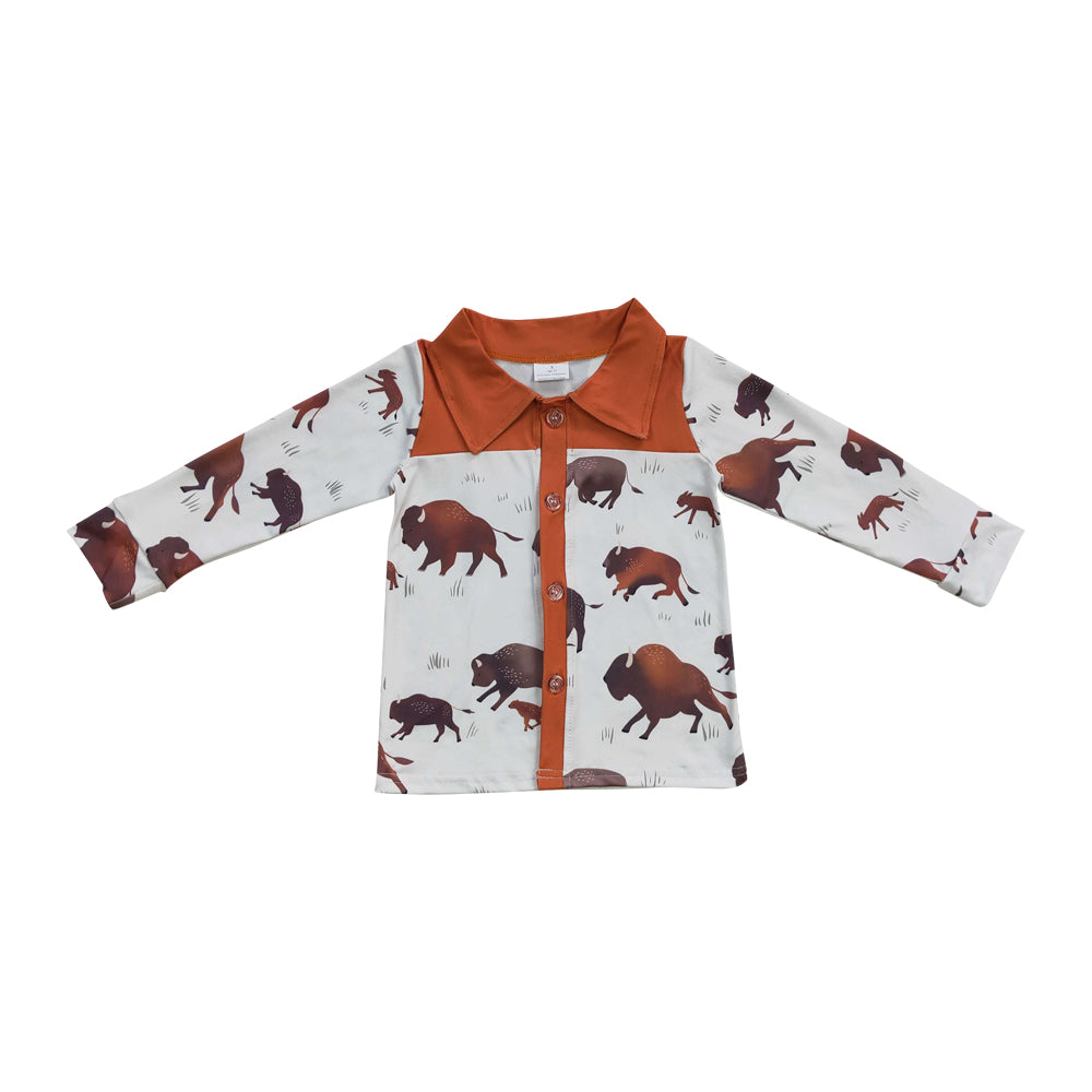 Baby Boys Western Cow Long Sleeve Shirts Tops