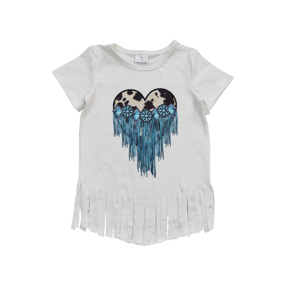 Baby Girls Western Heart Short Sleeve Tee Shirts