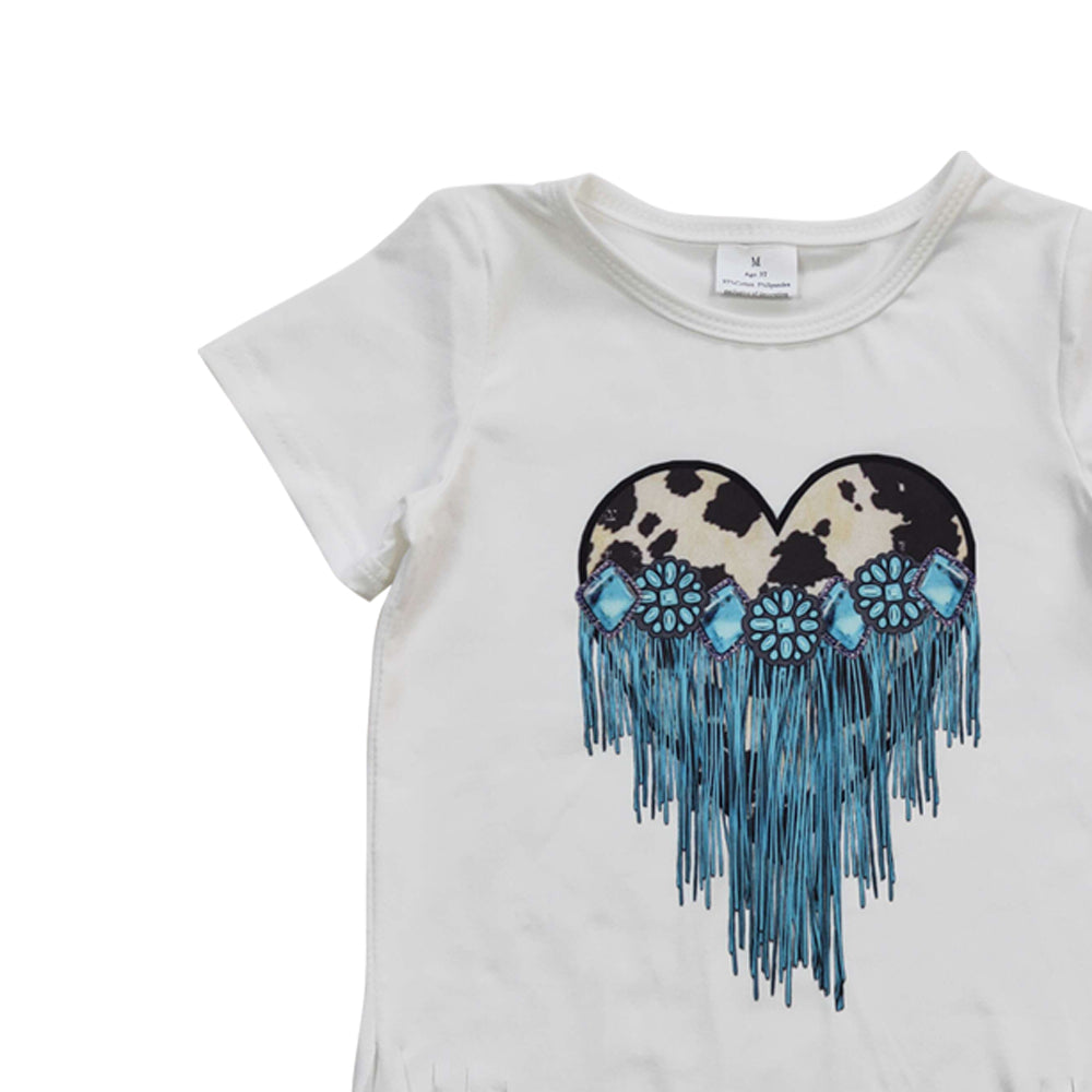 Baby Girls Western Heart Short Sleeve Tee Shirts