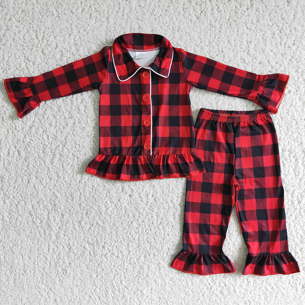 Girls Plaid Pajamas Sets