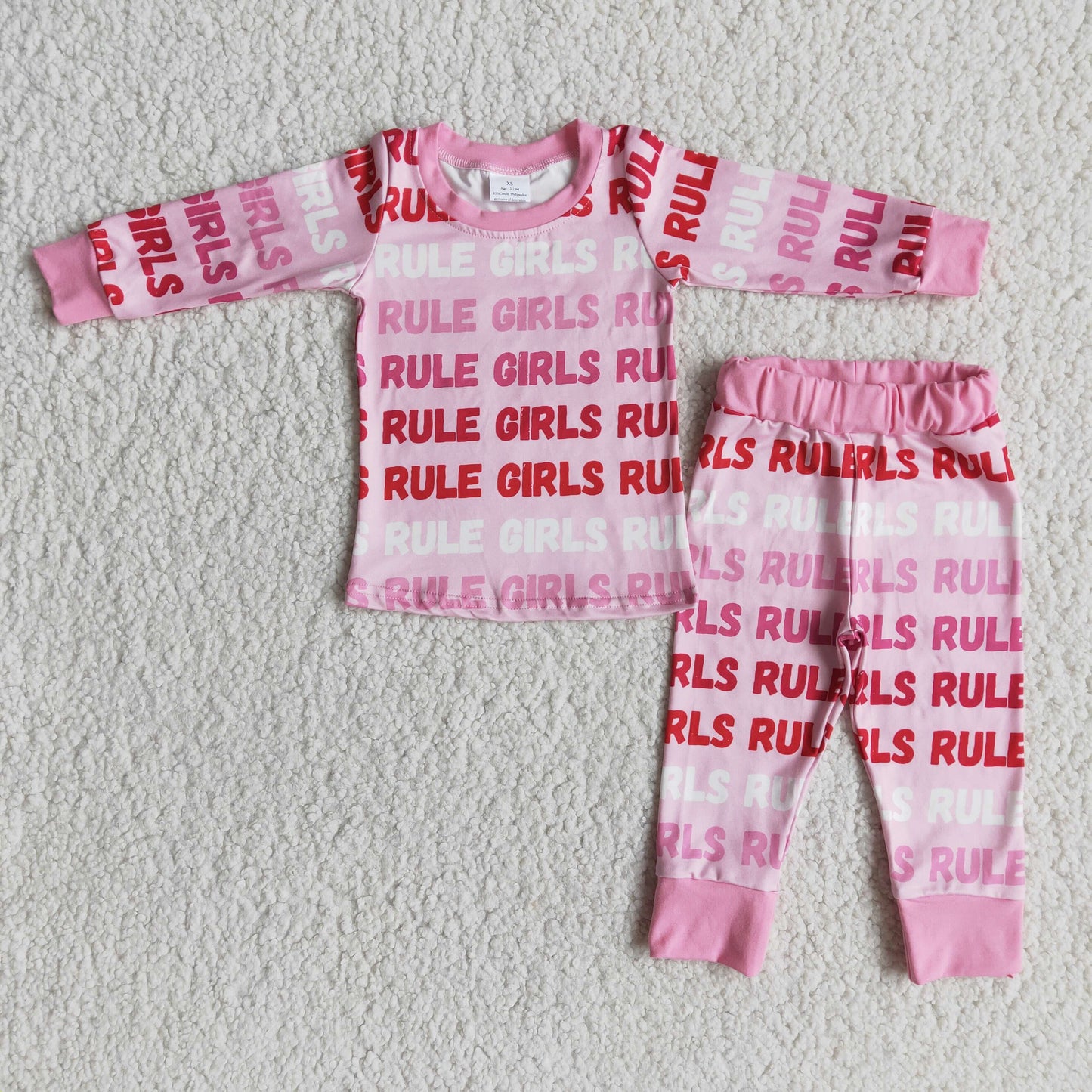 Baby Girls pink Valentines pajamas sets 3