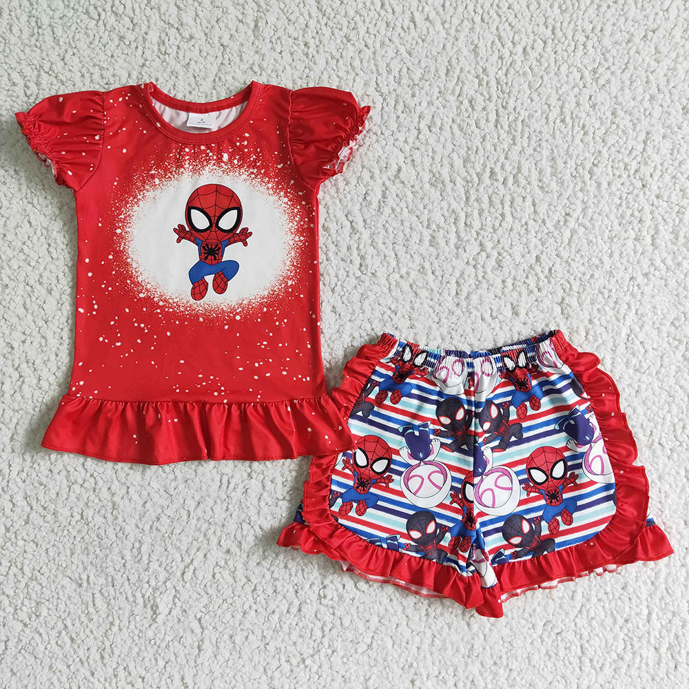 Baby girls cartoon red shorts outfits sets