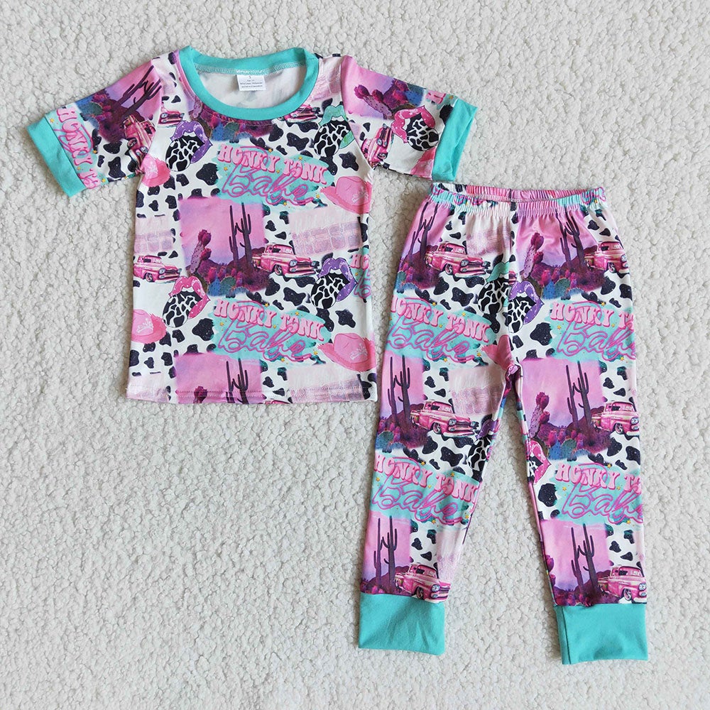 Baby Girls western short sleeve pants legging pajamas clothing sets