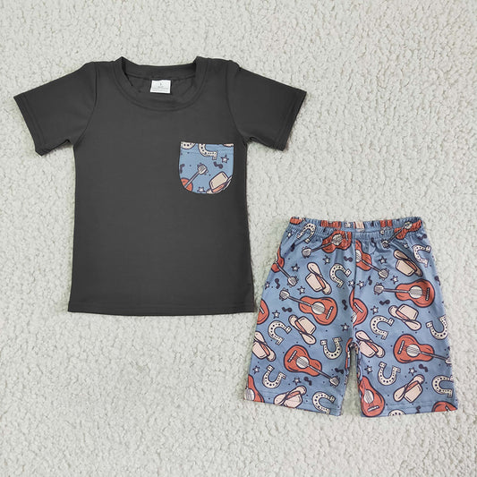 Baby boys western gita shorts sets