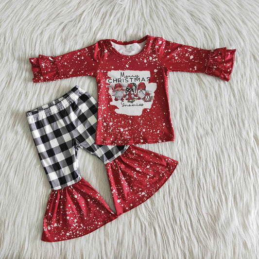 Red Santa bell bottom pants Christmas set