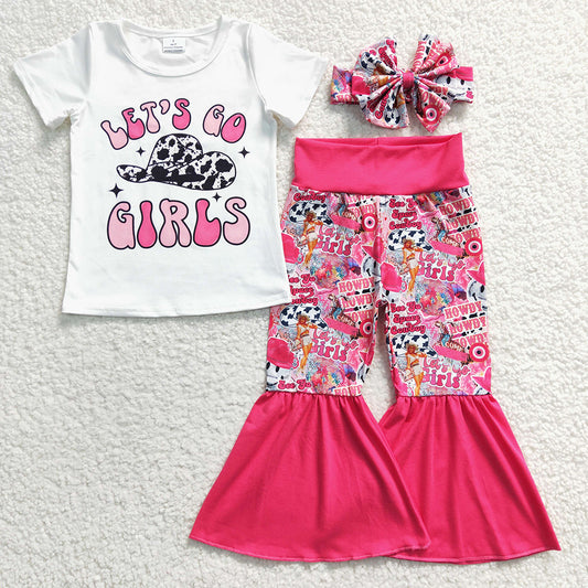 Baby Girls Let's Go Girls Western Bell Pants Clothes Sets