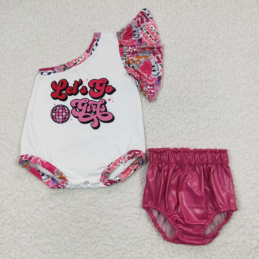 Baby Let's Go Girls Hotpink Pleather Bummie Sets