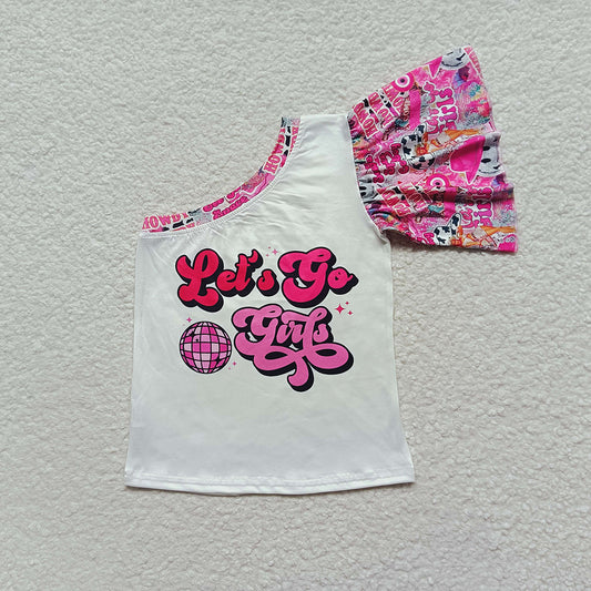 Baby Girls Let's Go Western One Shoulder Shirts Tops