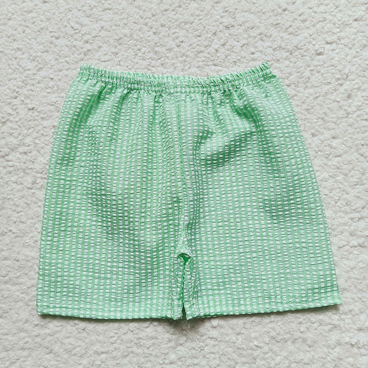 Baby Boys Green Plaid Seersucker Fabric Shorts