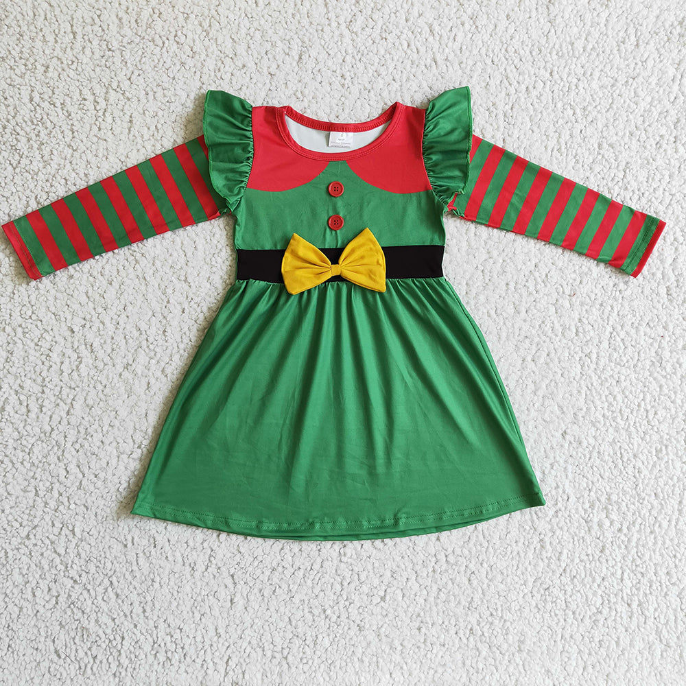 Baby Girls Green Christmas Ruffle Dresses