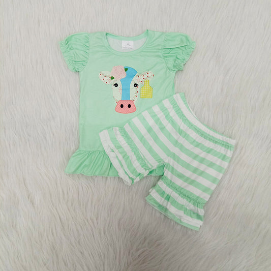 Green heifer exquisite ruffles Shorts sets