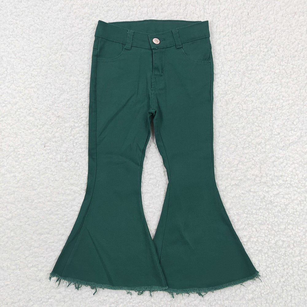 Baby Girls Green Color Denim Bell Pants