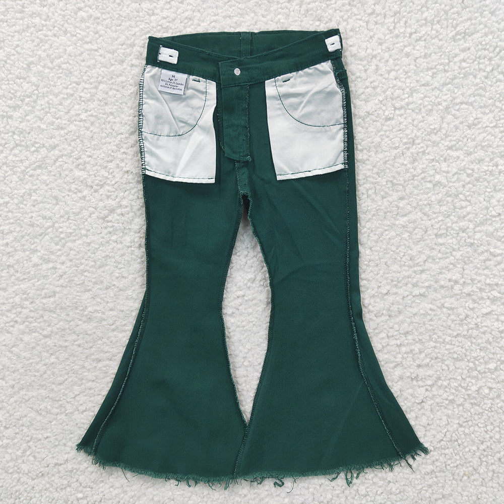 Baby Girls Green Color Denim Bell Pants