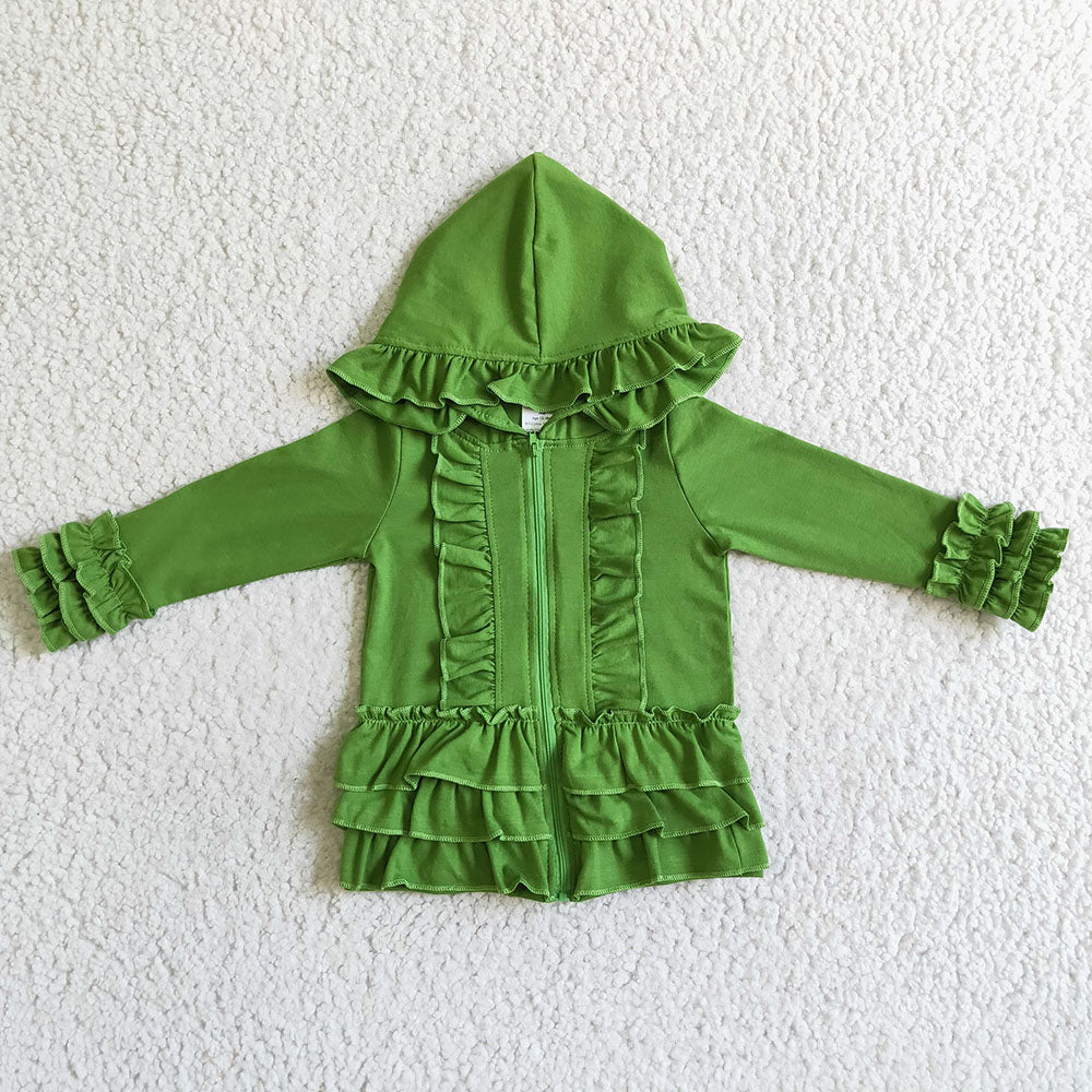 Baby girls ruffle olive green jackets cardigans