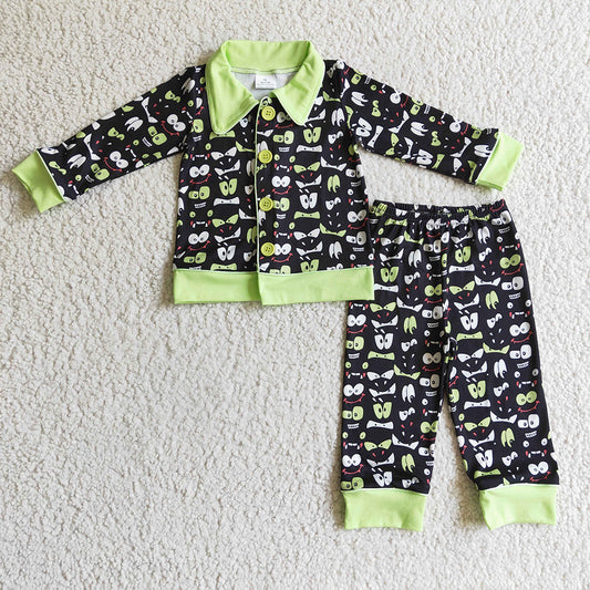 Baby boys Halloween eyes Button Ups Pajamas Sets