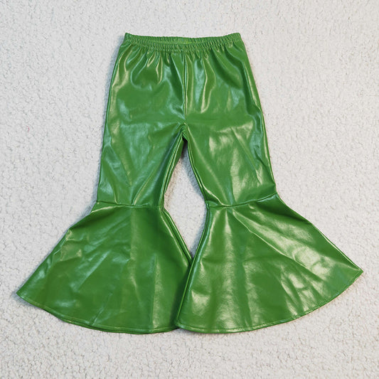 Baby Girls Green Pleather Bell Pants