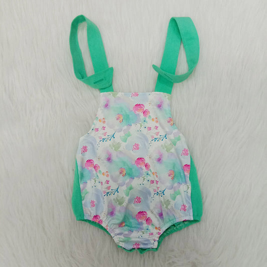 Green flower sling romper