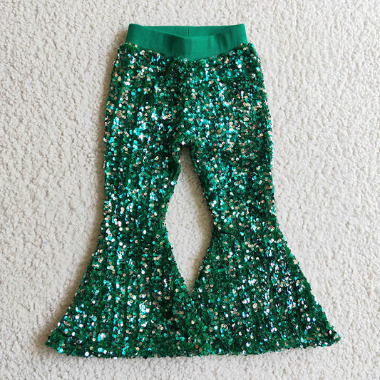 Baby girls Green Sequin bell pants