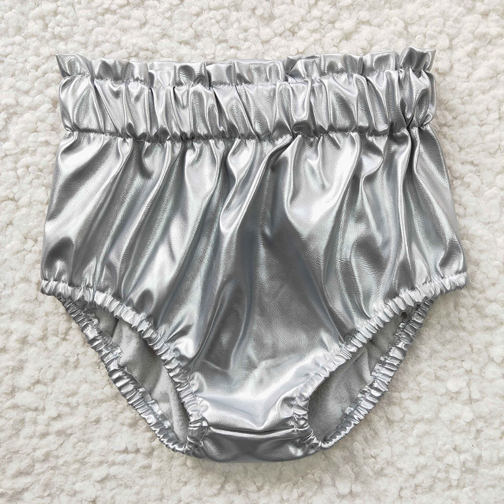 Baby Girls Silver Leather Summer Bummies Bottoms