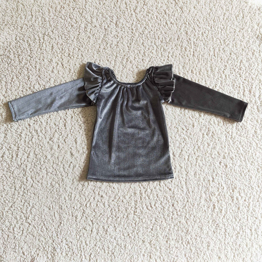 Baby Girls Grey Velvet Shirt Tops