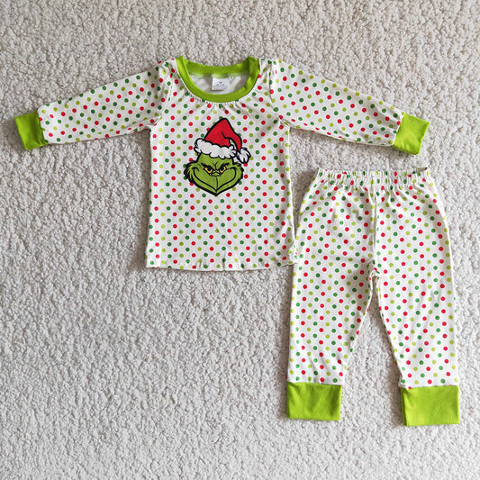 Boys dots green Christmas pajamas