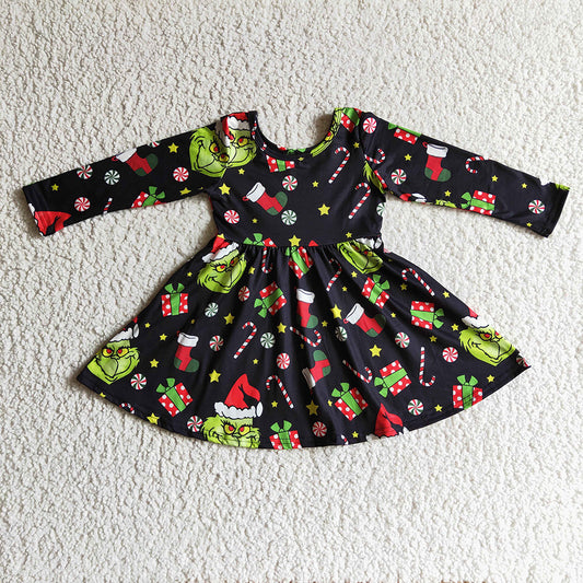 Baby girls Christmas cartoon present twirl dresses