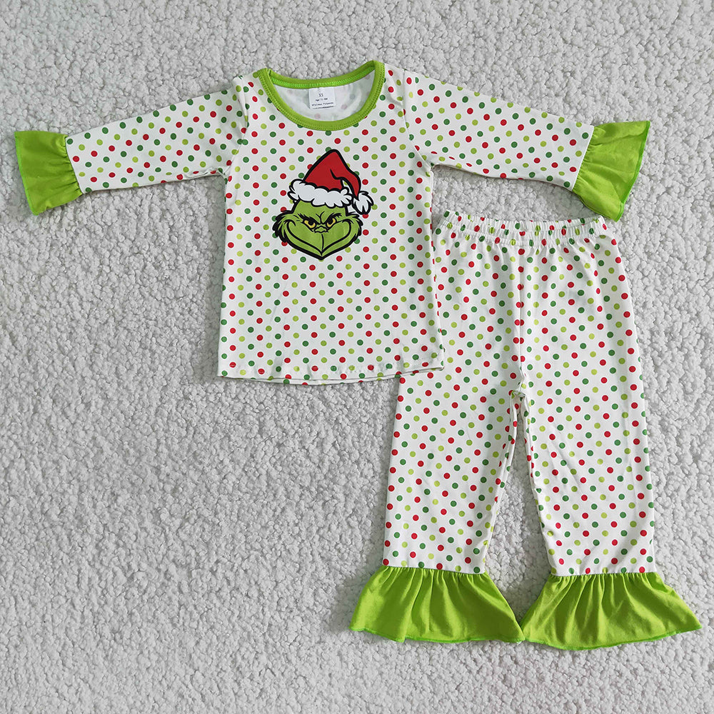 Girls Christmas dots pajamas