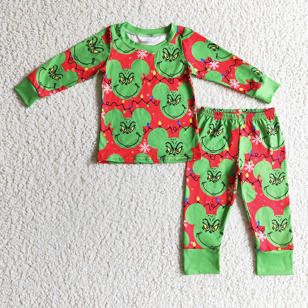 baby girls Christmas red green pajamas sets