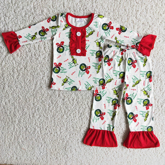 Christmas girls grin pajamas