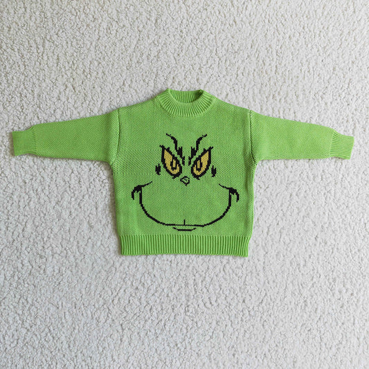 Baby Children Christmas green cartoon face woolen sweaters