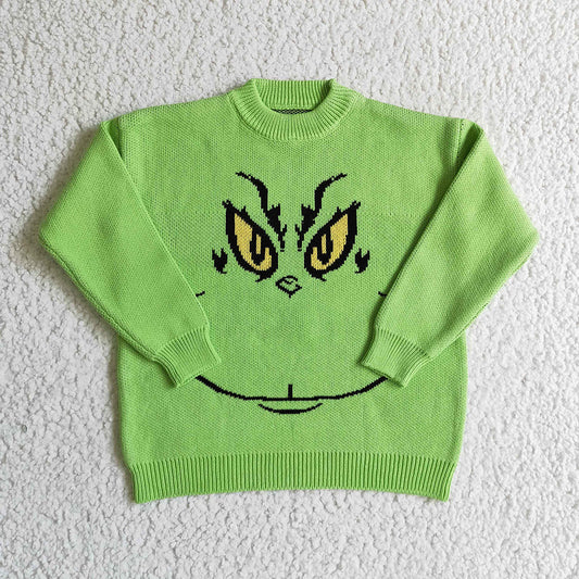 Baby Children Christmas green cartoon face woolen sweaters