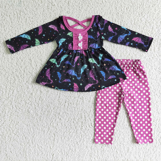 Baby girls Halloween bat tunic legging clothes sets