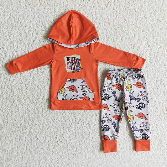 Orange Halloween hoodie set