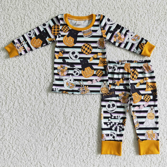 Baby boys Halloween stripe cartoon pajamas clothes sets