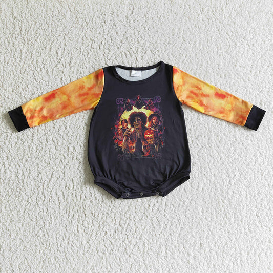 Baby girls Halloween black orange long sleeve rompers