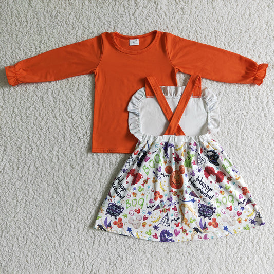 Halloween baby girls suspender skirt fall clothes sets