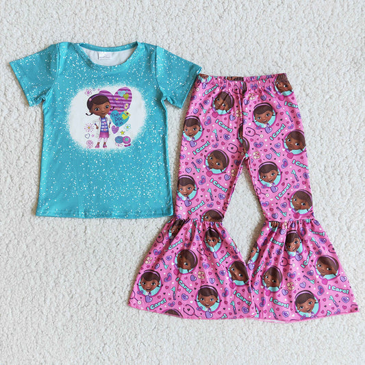 Baby Girls ballon pink blue bell pants sets