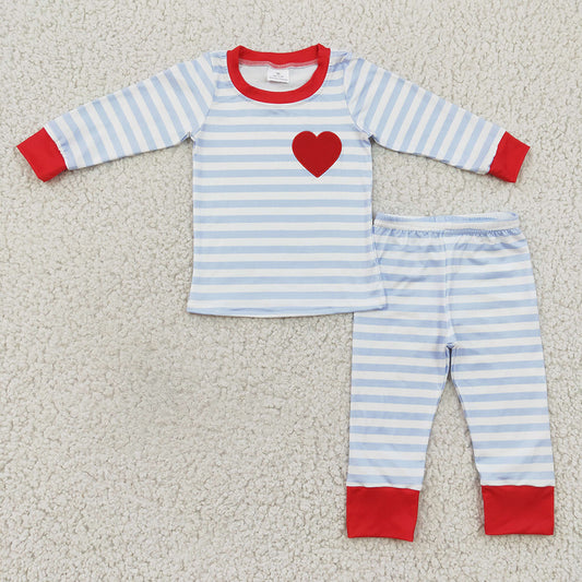 Baby Boys Valentines Heart Stripe Pajamas clothes sets