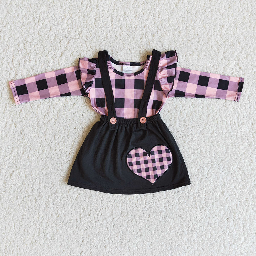 Baby girls Valentines heart suspender skirt sets