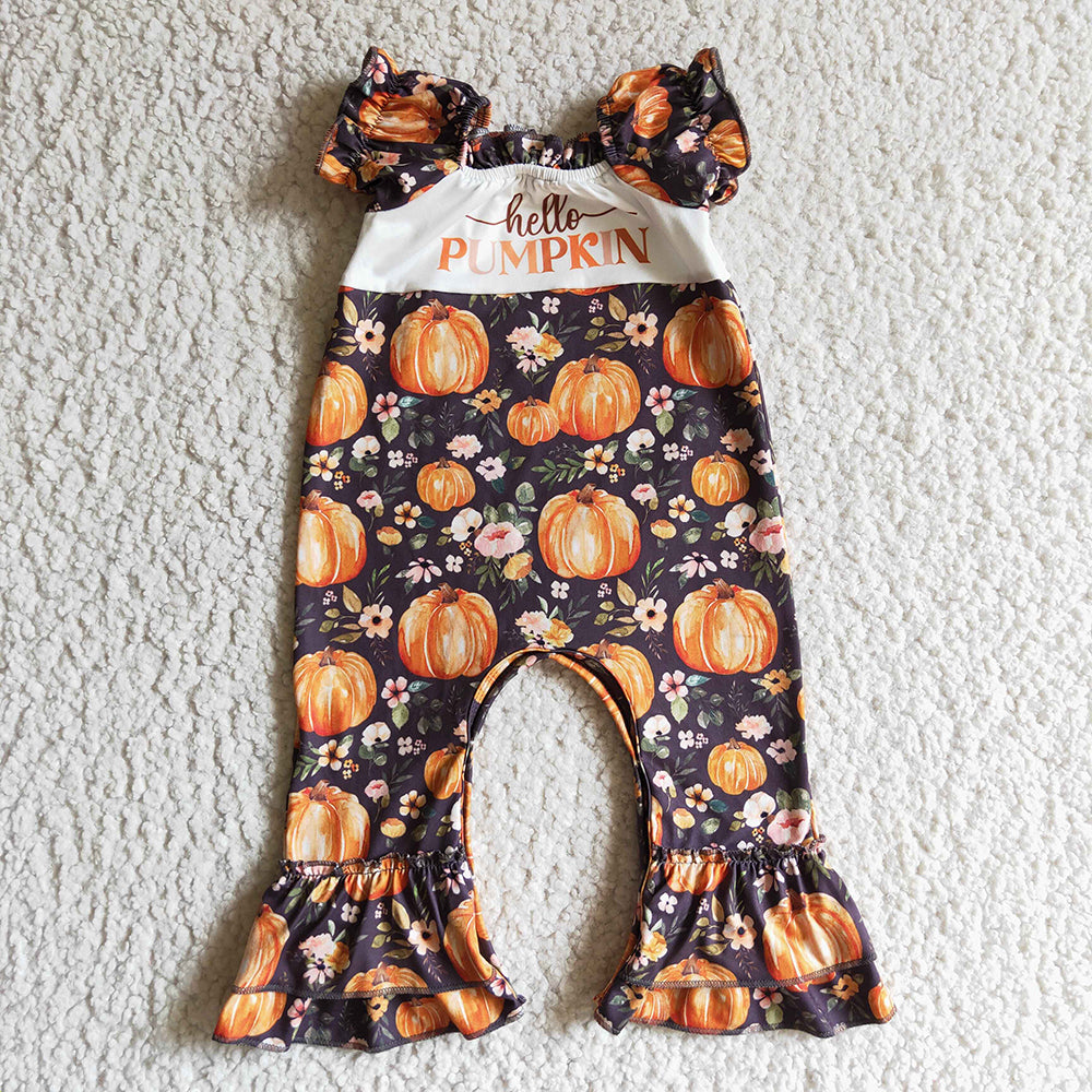 Baby girls hello pumpkin floral rompers