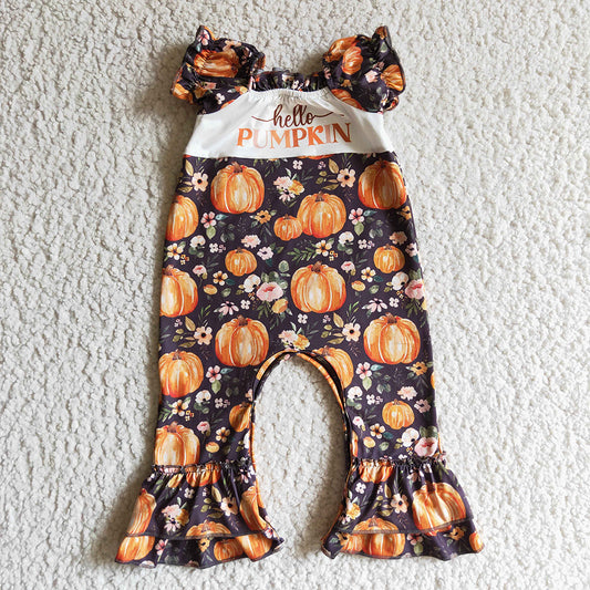 Baby girls hello pumpkin floral rompers