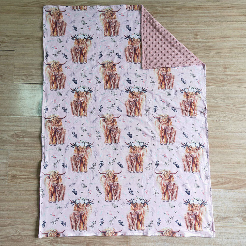 Baby girls western highland cattle blankets