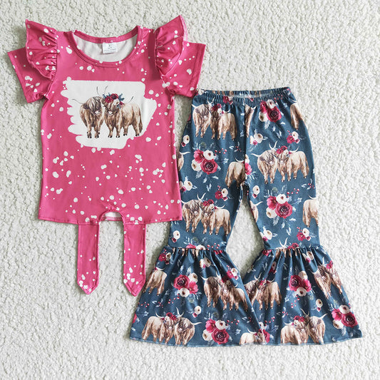 Baby Girls cute cow western heifer bell pants clothing