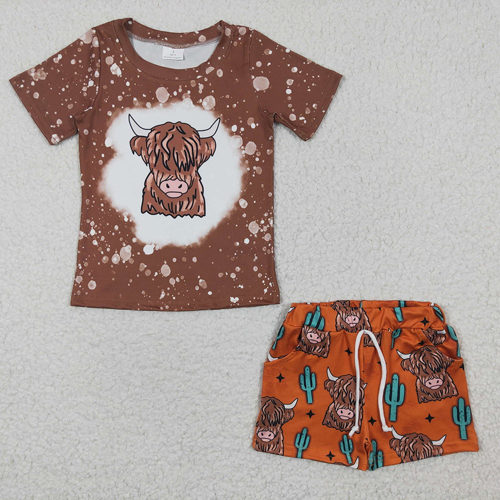 Baby Boys Highland Cow Summer Shorts Sets