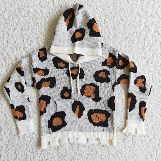 Baby Girls leopard pocket hooded fall sweaters