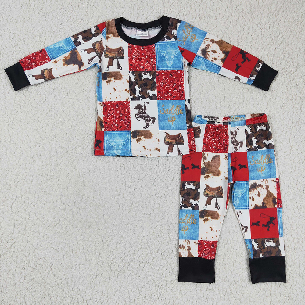 Baby Boys Western Horse Pajamas clothes sets