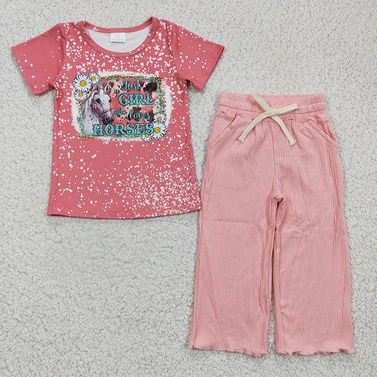 Just a girl loves Horses Western Pants Clothes Sets