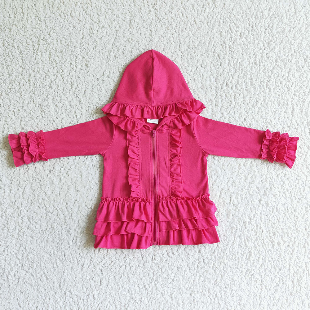 Baby girls ruffle hotpink jackets cardigans