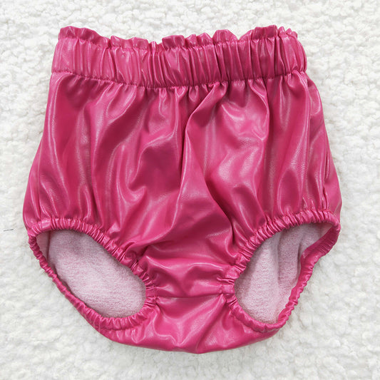Baby Girls Dark Pink Leather Summer Bummies Bottoms